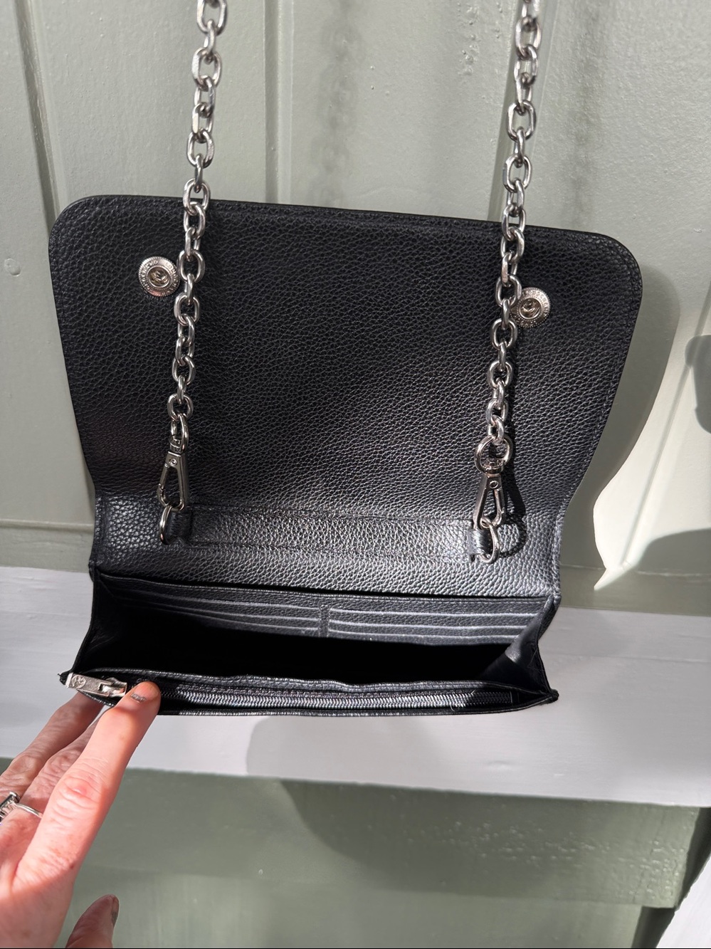 Longchamp Le Foulonné Pebbled Leather Wallet on Chain (WOC) - Picture 3 of 8